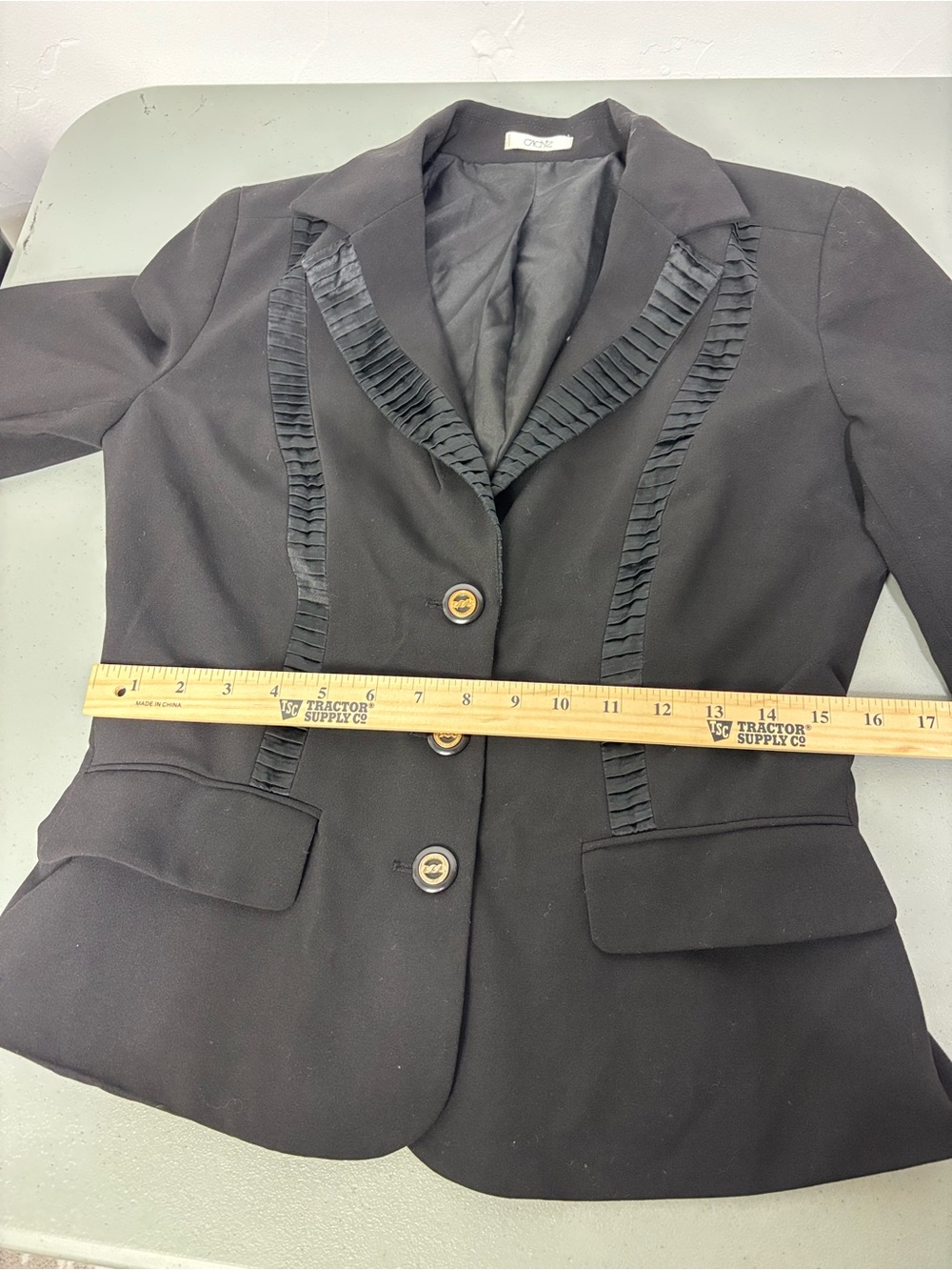 Cache Women's Black Tailored Blazer Pleated Silk Trim Office Career Tuxedo 6 - Picture 12 of 13